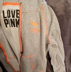 Vs pink grey and orange zip up hoodie